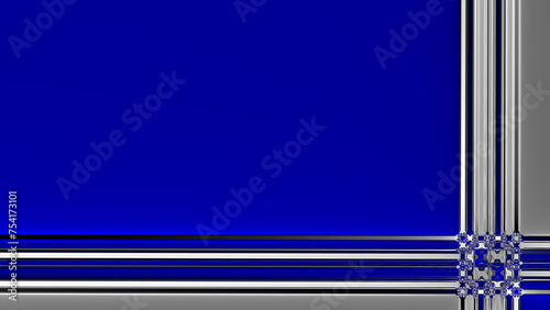 silver grey striped and white coloured partial frame on deep royal blue template copy-space design