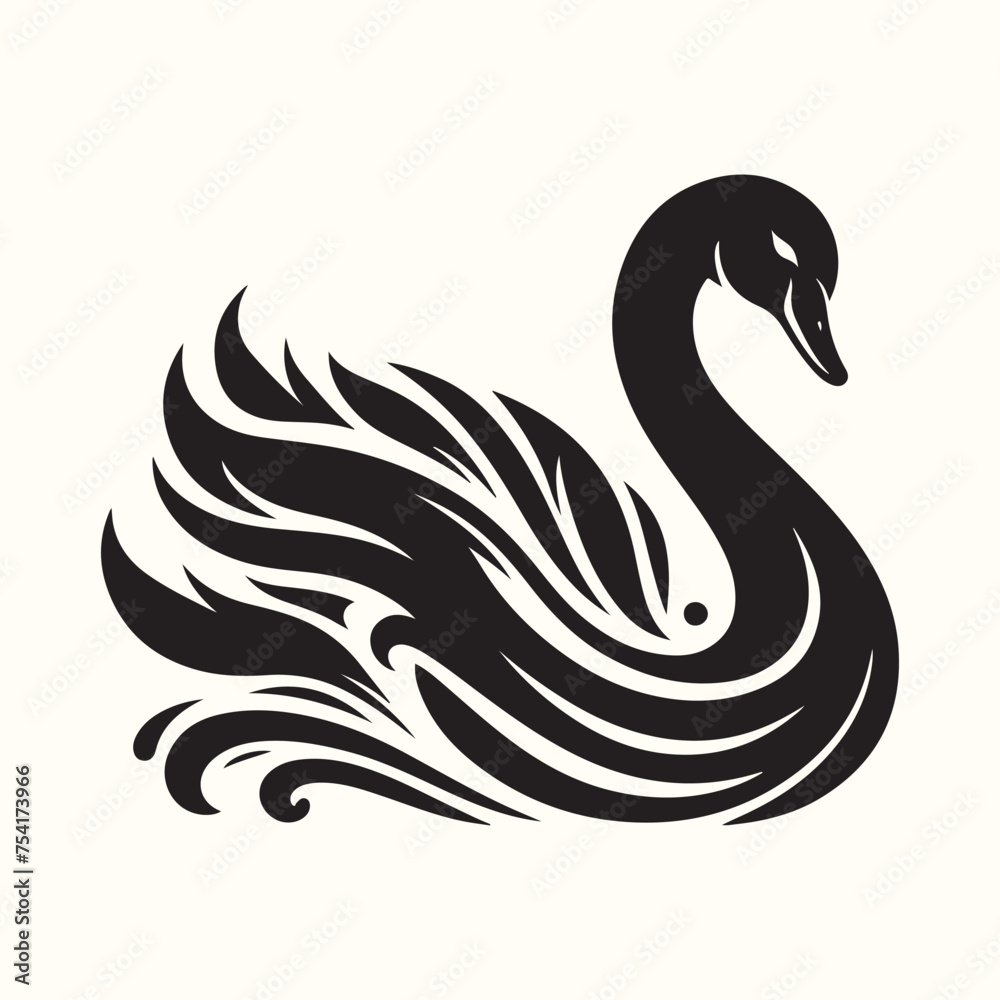 Swan silhouette vector illustration Swan silhouette vector illustration