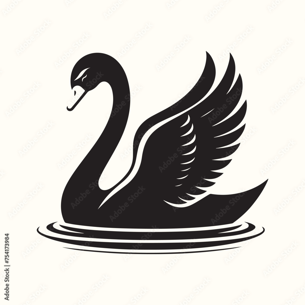 Obraz premium Swan silhouette vector illustration