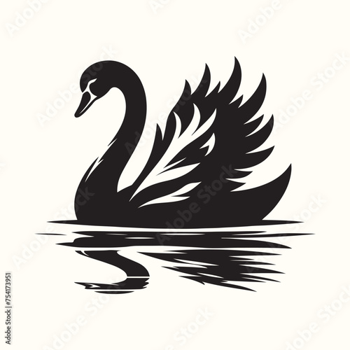 Swan silhouette vector illustration