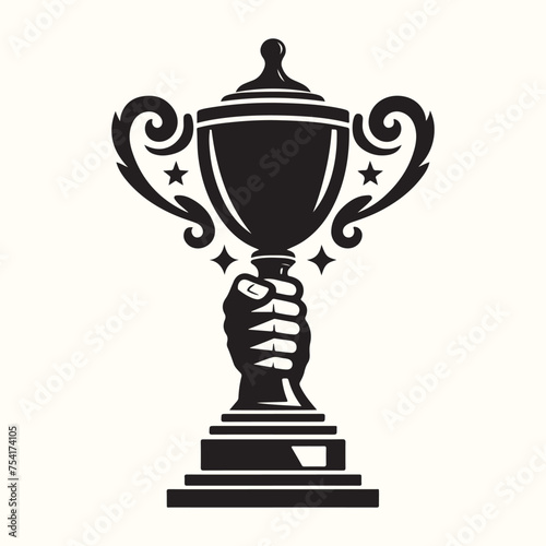 Trophy or Crest silhouette vector illustration