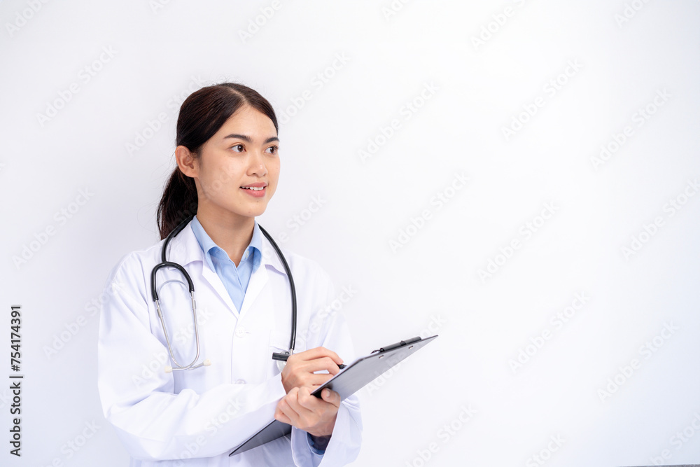 portrait female doctor on white background portrait female doctor on white background