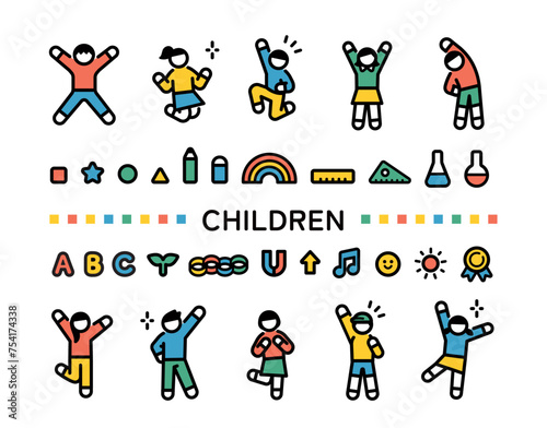 Children's education illustration material set