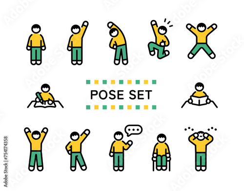Elementary school boy simple pose illustration