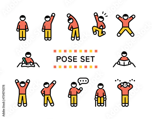 Elementary school boy simple pose illustration