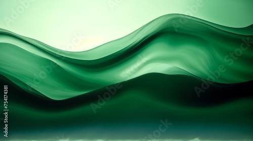 Flowing green waves move gently in an abstract, fluid scenery 