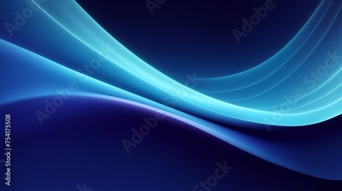 Graceful movement of sleek blue curves in a digital abstract environment 