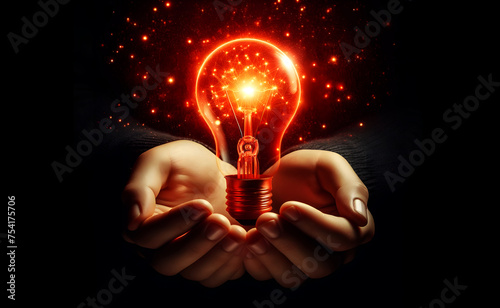Innovation. Hands holding light bulb for Concept new idea concept with innovation and inspiration, innovative technology in science and communication concept
