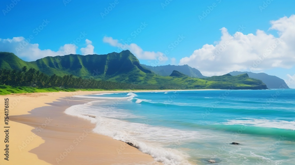青い海と砂浜、熱帯のビーチの自然背景