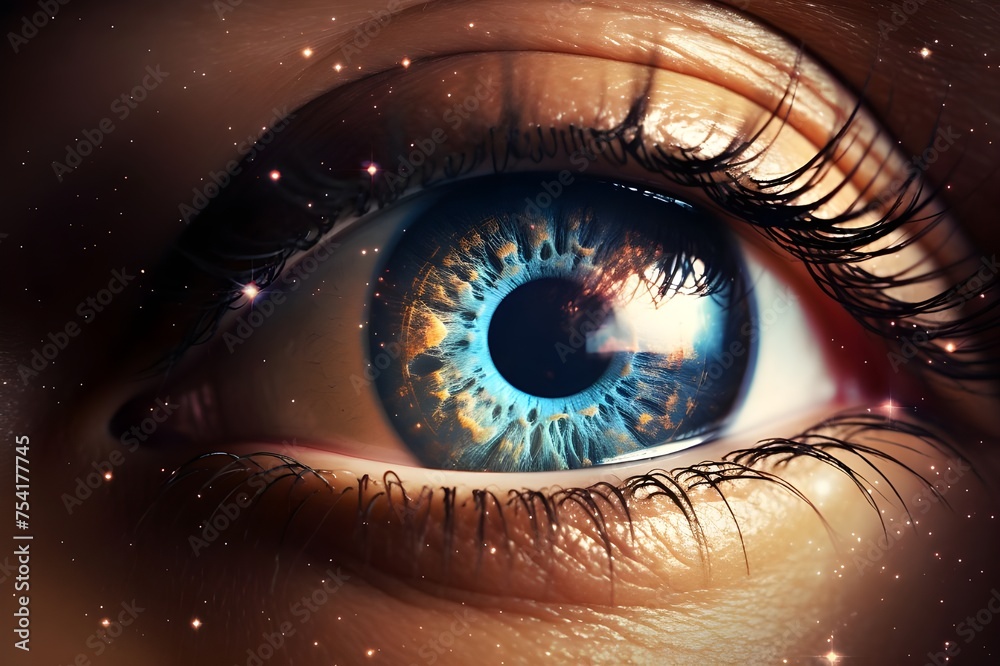 Eye pupil of a robot cybernetic eye futuristic eye of a robot generative ai

