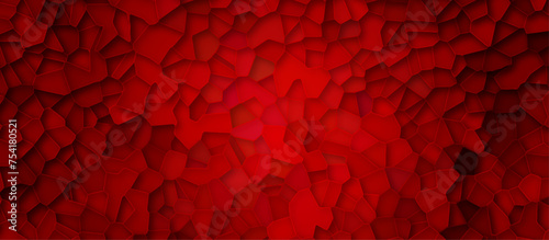 pastel light red stain glass broken tile dark background. geometric pattern with 3d shapes vector Illustration. red broken wall paper in decoration.  low poly crystal mosaic background. photo
