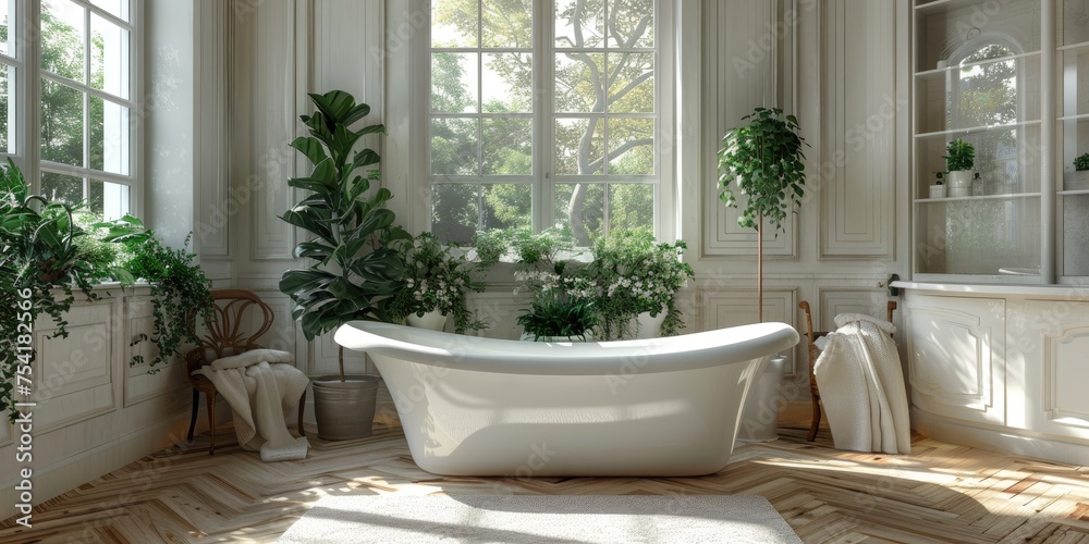 Cozy, elegant, and luxurious bathroom design. Generative Ai