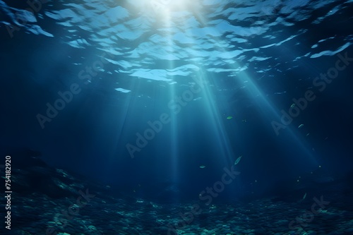 Underwater Beauty Perfectly Seamless Deep Blue Ocean Waves with Micro Particles Flowing and Light © Saima