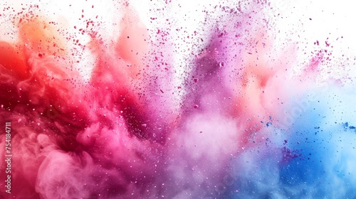 Abstract art colored powder on white background. Holy 