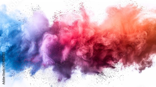 Abstract art colored powder on white background. Holy 