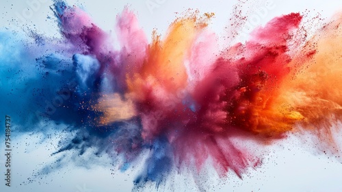 Abstract art colored powder on white background. Holy © Ilya