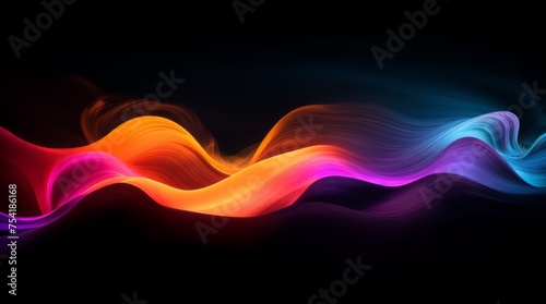 Vibrant waves of color flowing dynamically over a dark surface 