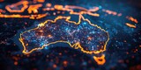 Australia's digital map concept of the global network. Generative Ai