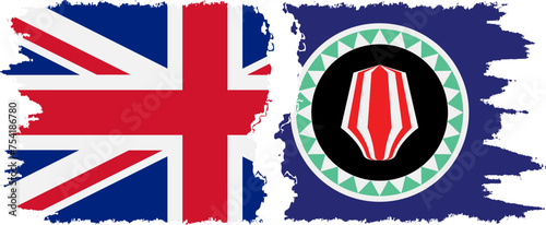 Bougainville and United Kingdom grunge flags connection vector