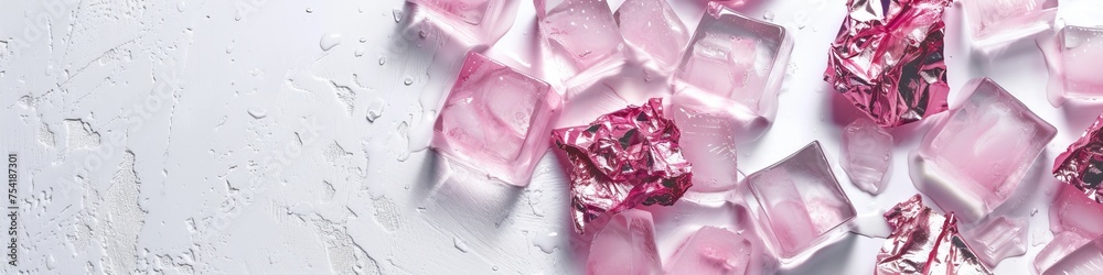 pink ice cubes. pink ice cubes.