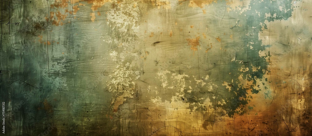 A richly textured grunge background with a blend of warm brown and golden hues, featuring scratches, splatters, and abstract marks