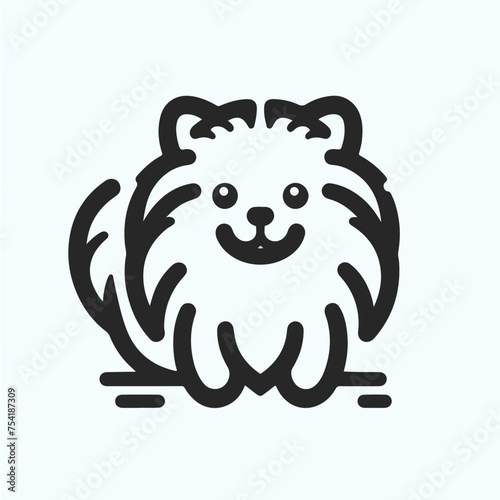 Pomeranian spitz dog animal cute face. Vector funny puppy head portrait logo icon sticker tattoo.