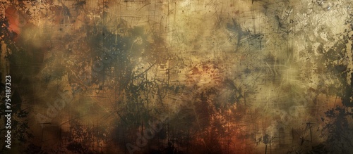 A richly textured grunge background with a blend of warm brown and golden hues, featuring scratches, splatters, and abstract marks