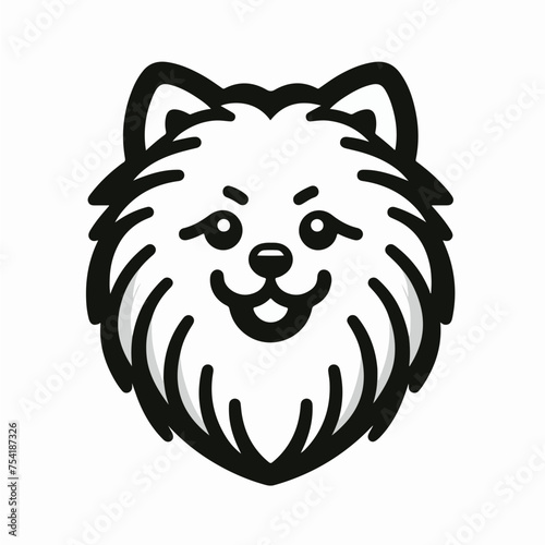 Pomeranian spitz dog animal cute face. Vector funny puppy head portrait logo icon sticker tattoo.