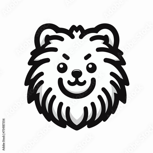 Pomeranian spitz dog animal cute face. Vector funny puppy head portrait logo icon sticker tattoo.