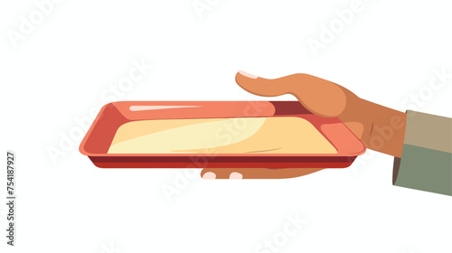 Hands carrying a tray vector illustration