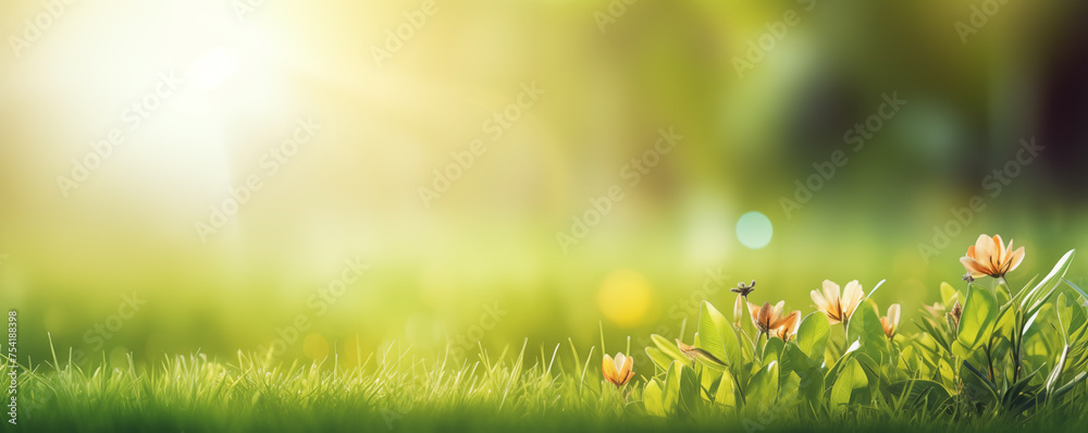 Obraz premium Sunny field of wildflowers, perfect nature banner with a vibrant background