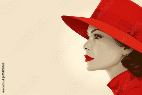 Elegancka kobieta z czerwonym kapeluszem