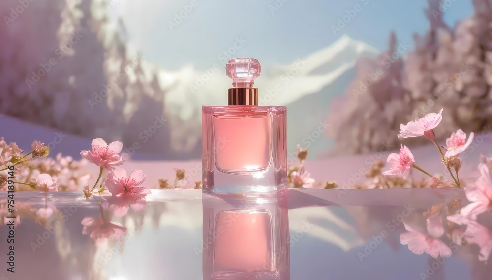 perfume bottle and flowers perfume bottle and flowers