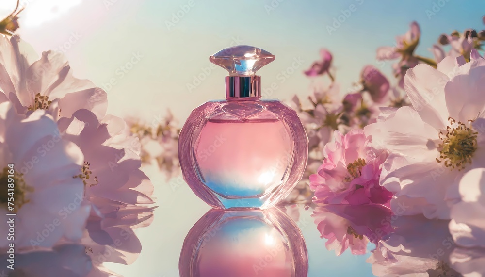 perfume bottle and flowers perfume bottle and flowers