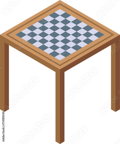 Table chess thinking icon isometric vector. Children room play. Winner strategy
