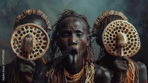 The Mursi Tribe - Renowned for their lip plates in Ethiopia. photo