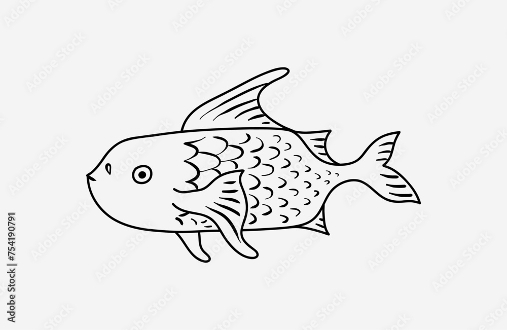 Photography Ocean fish outline vector clipart