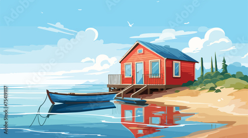 Sea side landscape vector illustration