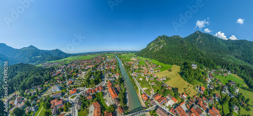 Ausblick auf den Luftkurort Marquartstein in den Chiemgauer Alpen in Oberbayern im Sommer photo