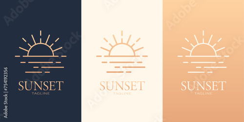 Sunset logotype. Logo set with three variants in different colors. Best for web, print, polygraphy, businesscards, signboards, logo and branding design. photo
