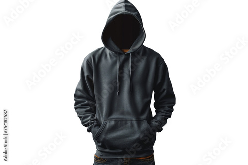 Sleek hoodie mockup with clean design, isolated on a white transparent background.Png file.