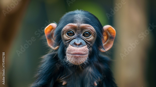 Close up baby chimpanzee photo