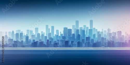 City skyline artistry with ethereal abstract layers and soothing blues 