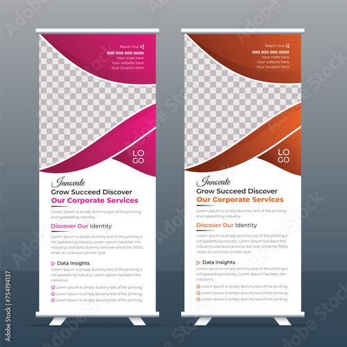 A bundle of 2 templates of different colors Roll up banner template.