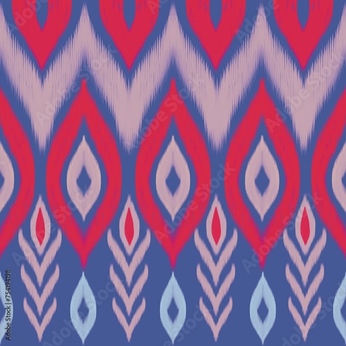 Geometric ethnic  oriental Ikat seamless pattern design for background, rug, wallpaper, clothing, wrap, batik, fabric, embroidery style