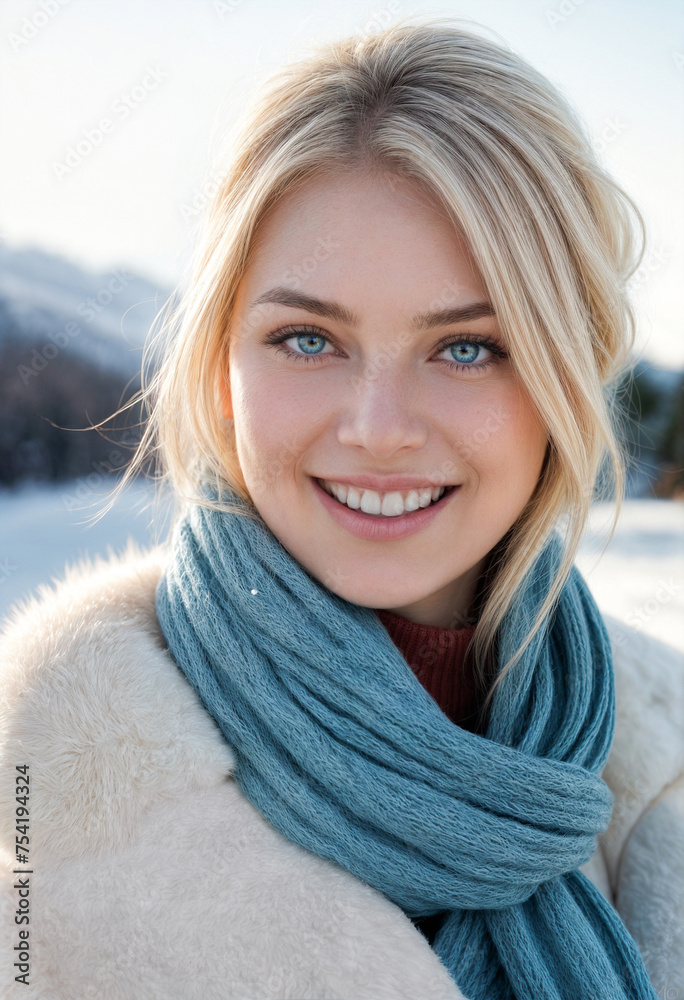 Close up portrait of a young beautiful blonde woman, Generative AI Close up portrait of a young beautiful blonde woman, Generative AI