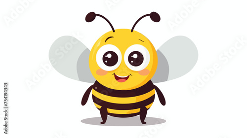 Cute bee isolated on white background.