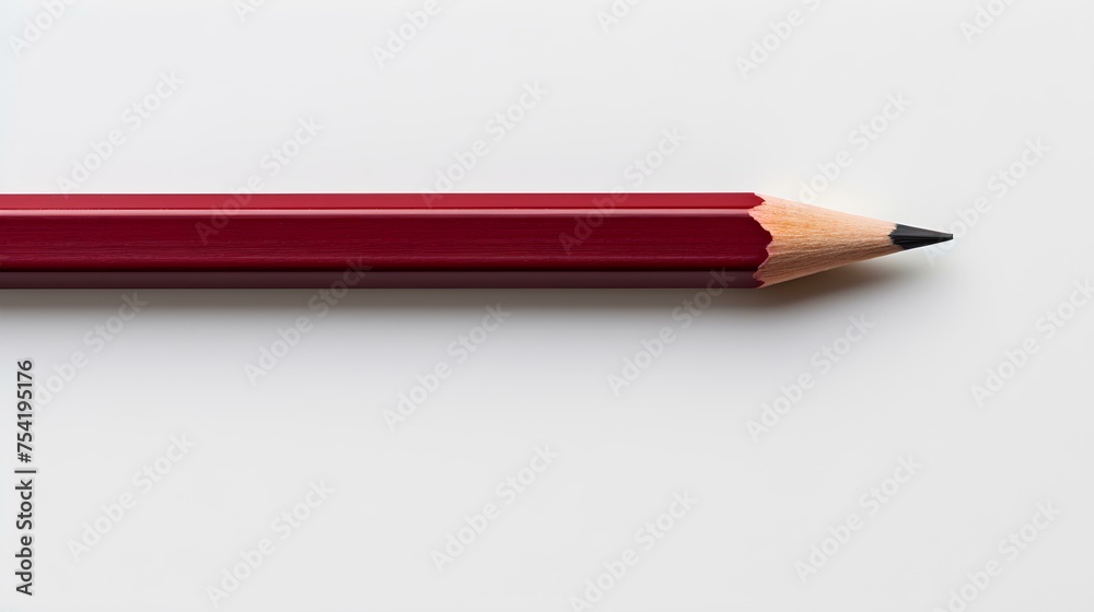 Burgundy Pencil on a white Background. Education Template with Copy Space Burgundy Pencil on a white Background. Education Template with Copy Space