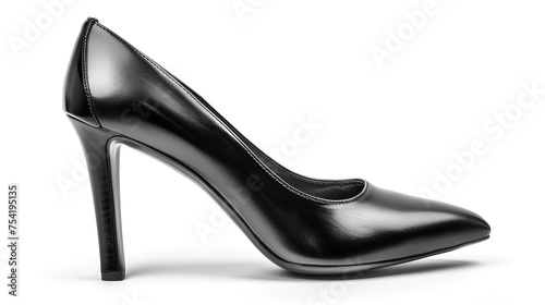 Black leather high heels, generative ai