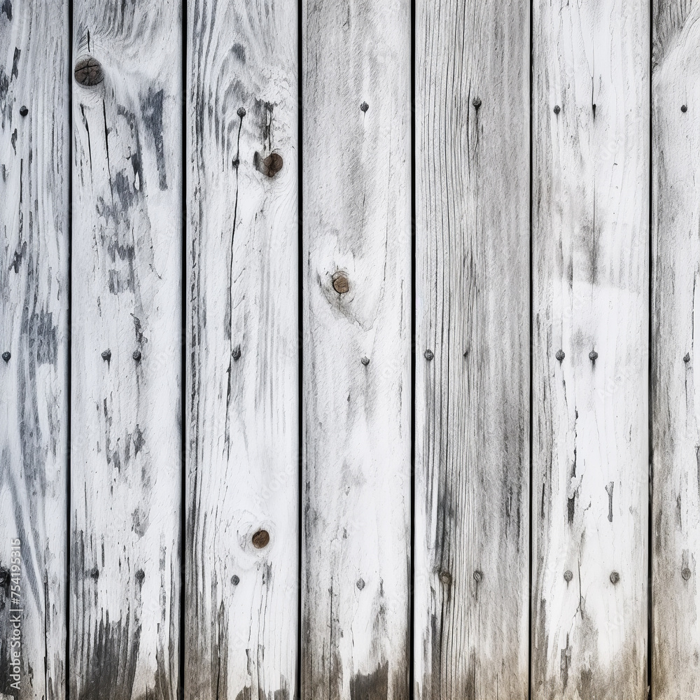 White wooden board with texture as background, a close-up view of weathered wooden planks, A white wooden fence